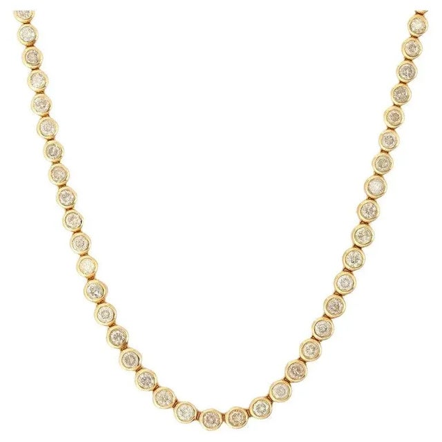 7.35 Carats Natural Diamond 18k Gold Wedding Tennis Necklace for Her by VRJewels For Sale