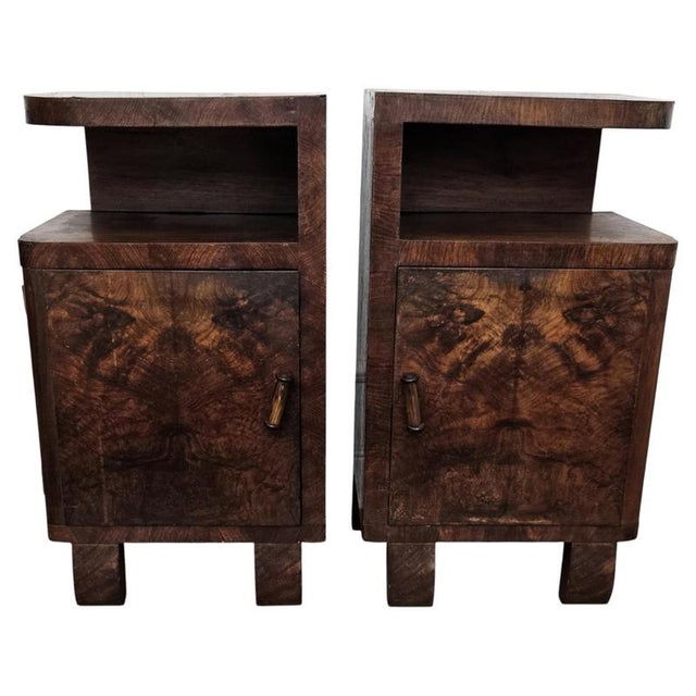 Italian Art Deco Nightstands in Burl Wood, 1940s, Set of 2 For Sale - Image 10 of 10