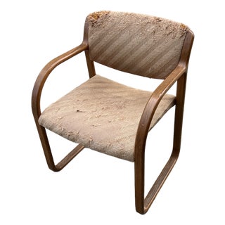 Vintage Scandinavian Wooden Covered Chair, Good Bones, Needs Reupholstery For Sale