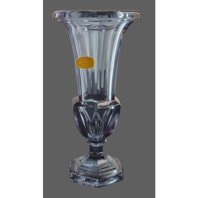 Vintage German Alexandrite Lead Crystal Fluted Trumpet Vase For Sale - Image 6 of 8