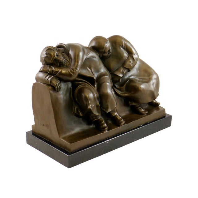 Art Deco Style Sleeping Drifters Sculpture, 20th Century, Bronze For Sale - Image 4 of 9