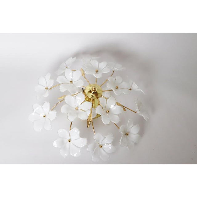Ceiling Lamp with White Murano Glass Flowers by Hosel, 1980s For Sale - Image 16 of 18
