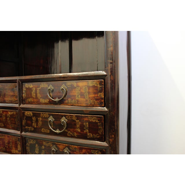 Early 20th Century Large Chinese Lacquered Elmwood Display Cabinet For Sale - Image 10 of 12