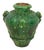 Italian Green Glazed Terracotta Two Handle Vase, 19th century, the baluster vase with applied coat of arms, masque head...