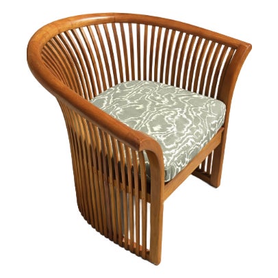 Vintage Curved Slat Teak Wood Lounge Chair For Sale