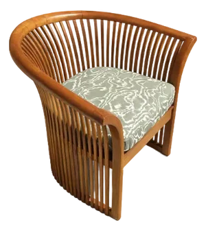 Vintage Curved Slat Teak Wood Lounge Chair