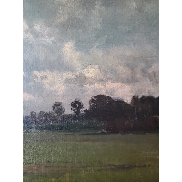 Late 19th Century Small Antique 19th Century Oil Painting Moody Rural Landscape Scene For Sale - Image 5 of 12