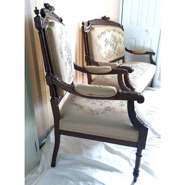 French 19th Century Louis XVI Style (Three-Piece) Walnut Parlor Suite For Sale - Image 13 of 15