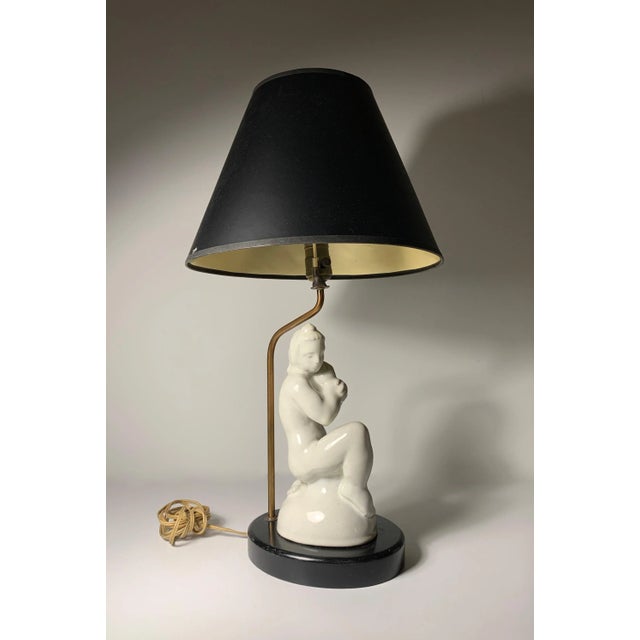Art Deco Sculptural Pottery Table Lamp For Sale - Image 4 of 11