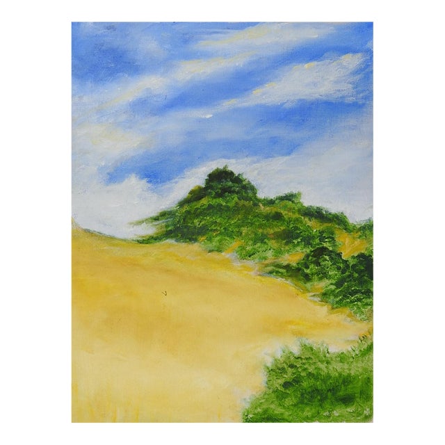 Late 20th Century Golden Hillside Landscape Painting For Sale