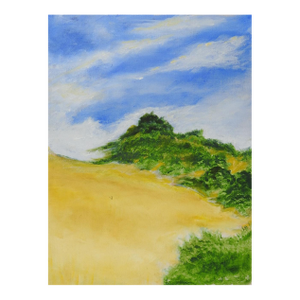 Late 20th Century Golden Hillside Landscape Painting