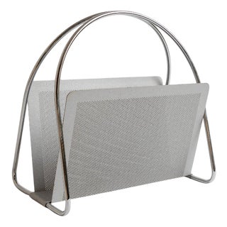 Space Age Chrome-Plated Metal Magazine Rack from Mascagni, Italy, 1970s For Sale