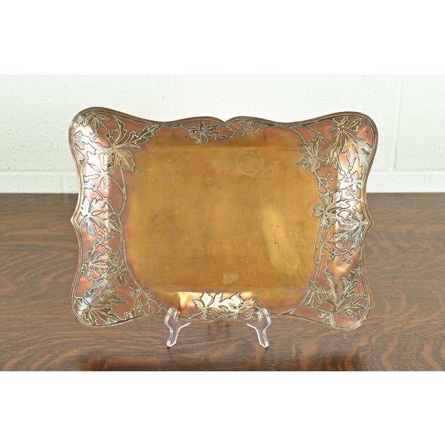 A beautiful Arts & Crafts period sterling silver on bronze serving tray In the manner of Heintz Art Metal Shop USA, Early...