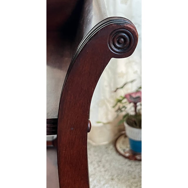 Vintage Mahogany Lyre Back Telephone Table With Gossip Bench Seat For Sale - Image 4 of 13