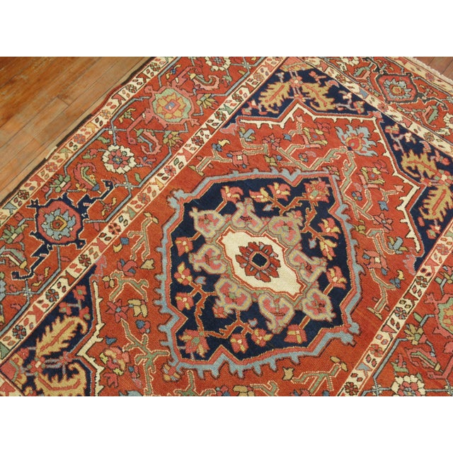 Textile Antique Zabihi Collection Heriz Serapi Accent Size Rug - 4'10" x 6'3" For Sale - Image 7 of 8