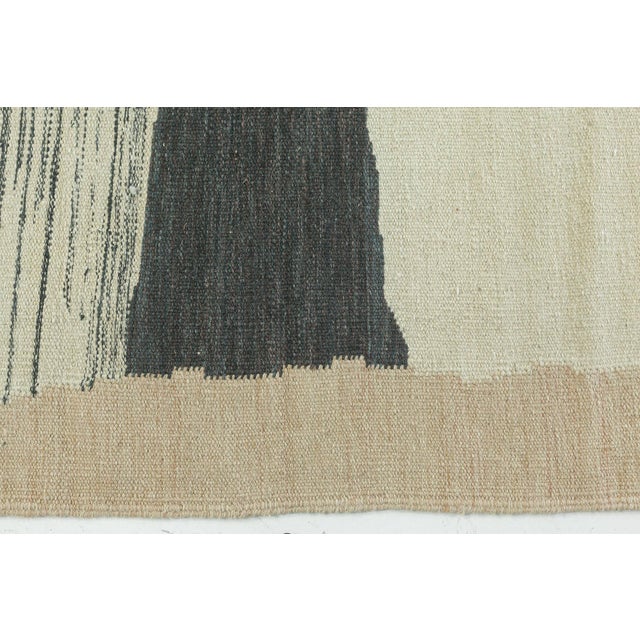 Black Large Abstract Modern Geometric Flat-Weave Rug by Doris Leslie Blau For Sale - Image 8 of 9