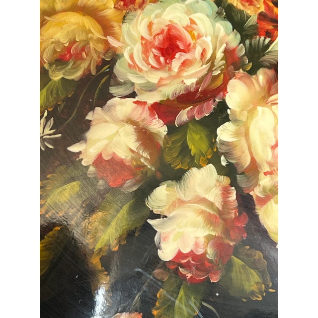 Vintage Handpainted Russian Still Life Lacquered Painting With Gilded Edges For Sale - Image 9 of 12