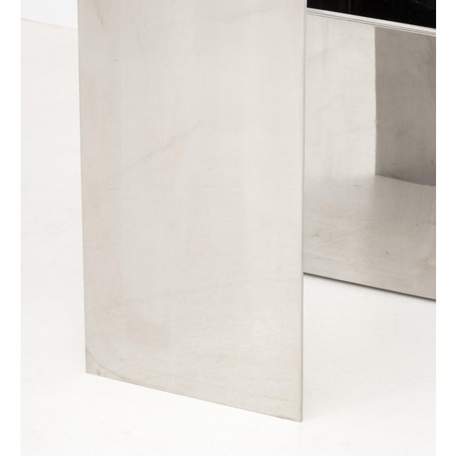 Silver Contemporary Stainless Steel Console Table For Sale - Image 8 of 9