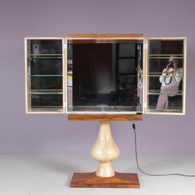 Italian Goatskin Bar Cabinet on Pedestal Base by Aldo Tura, 190s For Sale - Image 15 of 18