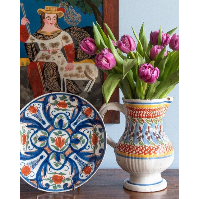 Dutch Delftware Blue and Red Plates, 18th Century, Set of 2 For Sale - Image 9 of 10