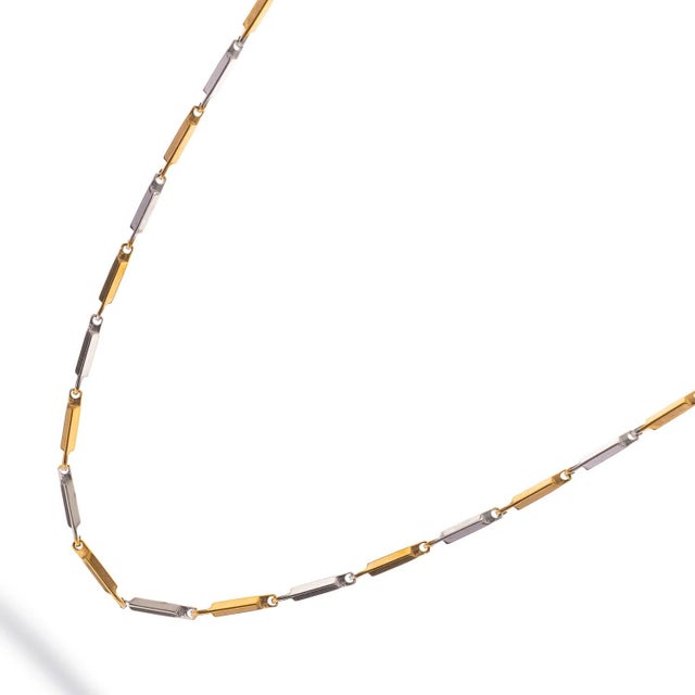 Modern Dual Strength Silver & Gold Men’s Chain Necklace For Sale - Image 3 of 8