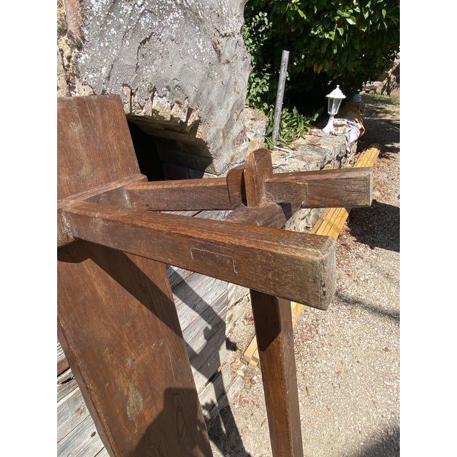Rustic Oak Farmhouse Bench, 1950s For Sale - Image 17 of 18
