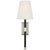 Basden 16" Tail Sconce in Polished Nickel and Black Rattan with Linen Shade Designer: Chapman & Myers Finish: Polished...