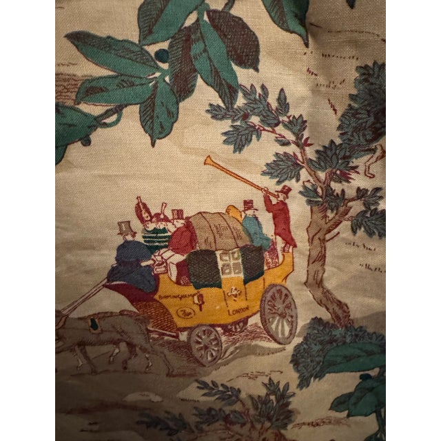 Schumacher Vintage Shcumacher ‘Aston Manor’ Linen Print Upholstery Fabric , 4 Yds For Sale - Image 4 of 5