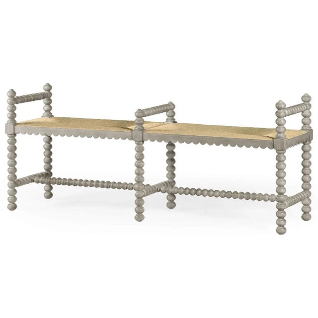 Jacobean Style Grey Painted Bench For Sale In Greensboro - Image 6 of 6