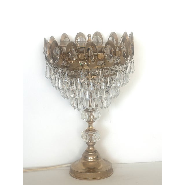 Brass, Metal and Lead Crystal Table Lamp, 1970s, in Very Good conditions. Designed 1970 to 1979 I have official proof of...