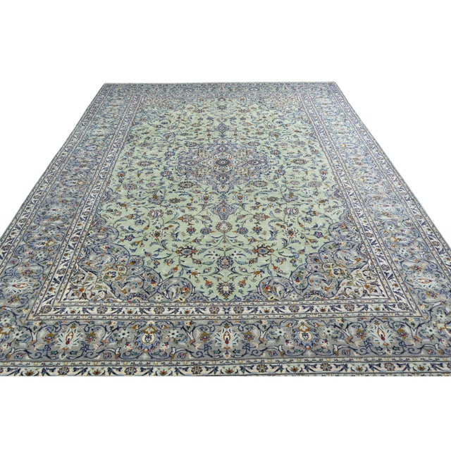 Mid-Century Modern Middle Eastern Hand-Knotted Kashan Cork Rug in Wool For Sale - Image 3 of 8
