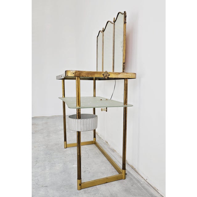 Mid-Century Modern Dressing Table with Triptych Mirror by Luigi Brusotti, 1950s For Sale - Image 6 of 10
