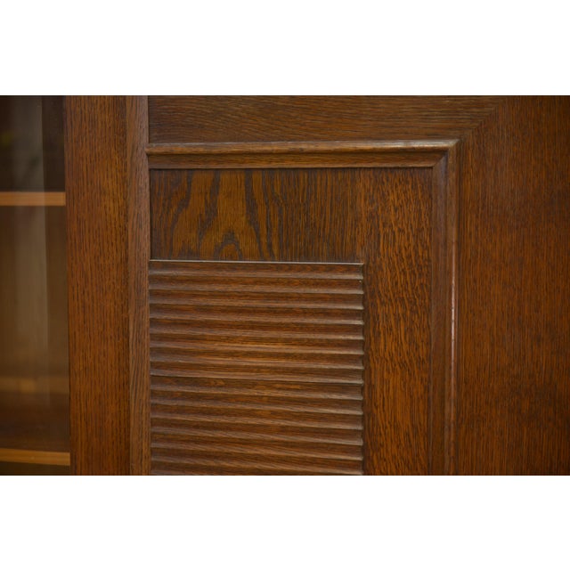 Brutalist Oak Display Cabinet by Charles Dudouyt, 1940s For Sale - Image 13 of 15