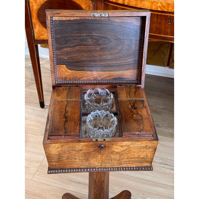 Brown English Regency Rosewood Teapoy For Sale - Image 8 of 17