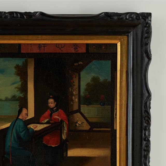 Antique Chinese Painting of an Interior Scene For Sale - Image 4 of 11