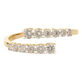 18k Yellow Gold Open Wrap Round Brilliant Diamond Bypass Ring Size 4 For Sale