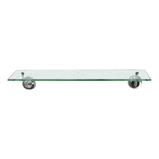 Vintage Glass Shelf in Chromed Metal and Cut Glass, Italy, 1970s For Sale