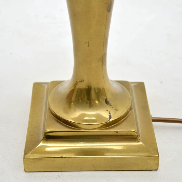 Cream Vintage Brass Table Lamps, 1970s, Set of 2 For Sale - Image 8 of 9