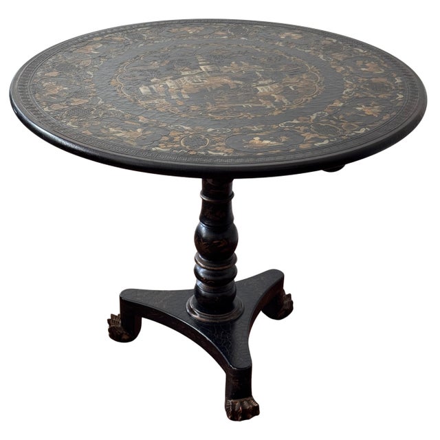 Baker Furniture Company Baker Historic Charleston Chinoiserie Tilt Top Table For Sale - Image 4 of 9