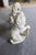 Pair Large White Glazed Ceramic Figures of Entryway Lions Paws Raised on Shield For Sale - Image 11 of 12