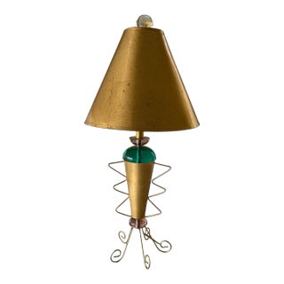 1970s Van Teal Style Table Lamp, Gold With Lucite For Sale