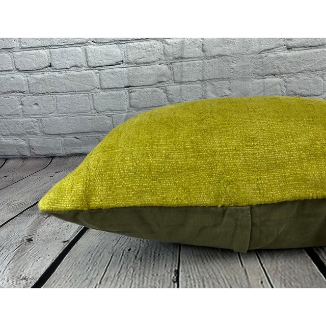 16 x 24 Hemp Pillow Turkish Cushion Natural Green Pillow Cushion Cover For Sale - Image 4 of 4