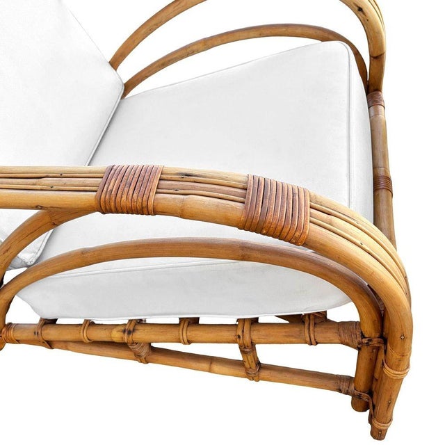 Restored Mid-Century 3-Stand 1949er Reed Rattan Chaise Lounge W/ Ottoman For Sale - Image 10 of 16