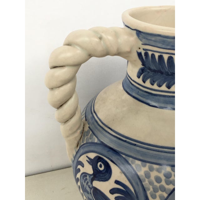 Blue 20th Century Glazed Earthenware Spanish Blue and White Painted Urn, Vase For Sale - Image 8 of 10