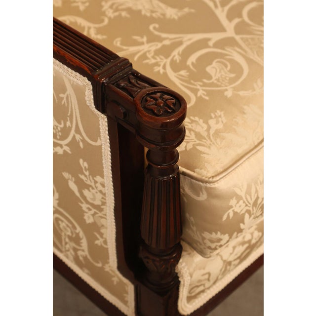 Federal Sheraton Style Upholstered Sofa With Carved Wood Frame For Sale - Image 17 of 18