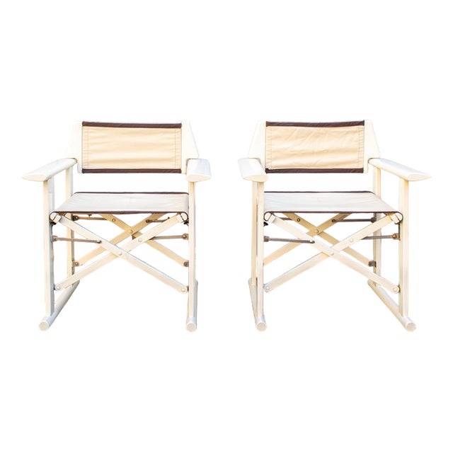 Folding Armchairs in Lacquered White Wood by Carlo Hauner for Fratelli Reguitti, 1968, Set of 2 For Sale