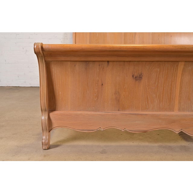 Thomasville French Country Carved Oak King Size Sleigh Bed For Sale - Image 10 of 13