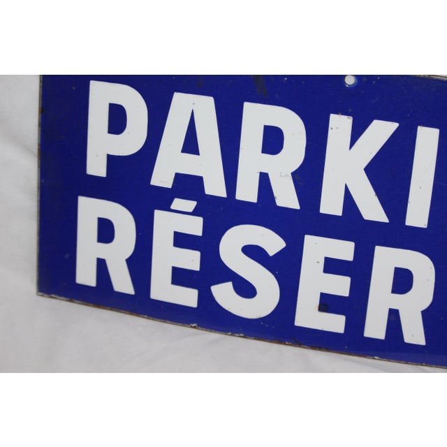 Blue and White Enamel Metal Traffic Sign, 1950s For Sale - Image 15 of 17