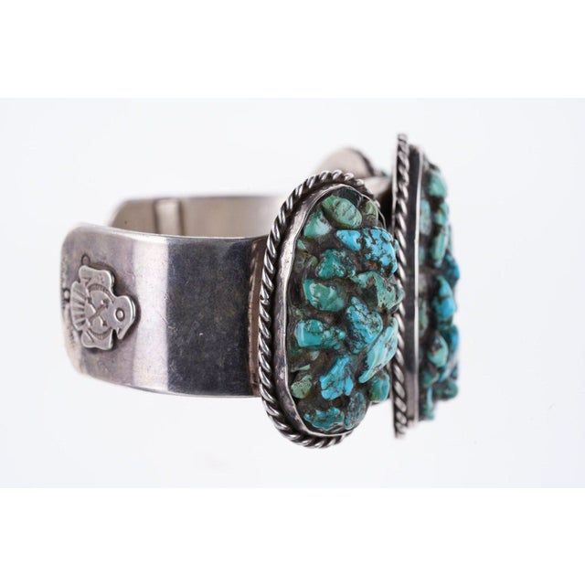 6.5" Vintage Navajo Sterling and turquoise cuff bracelet For Sale - Image 4 of 7