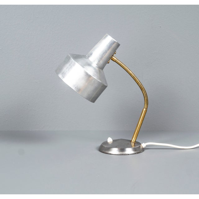 German Bauhaus Kaiser Idell Style Desk Lamp in Silver & Gold With Swan Neck, 1950s For Sale - Image 10 of 18